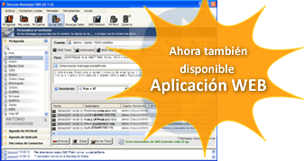 Web para enviar mensajes a móviles::El envío de mensajes está también disponible por web. <br />Si ya eres usuario del programa, la opción para importar tu agenda de contactos del programa al entorno web, te permite hacer el cambio manteniendo todos los datos. Aplicación Web para enviar mensajes a móviles