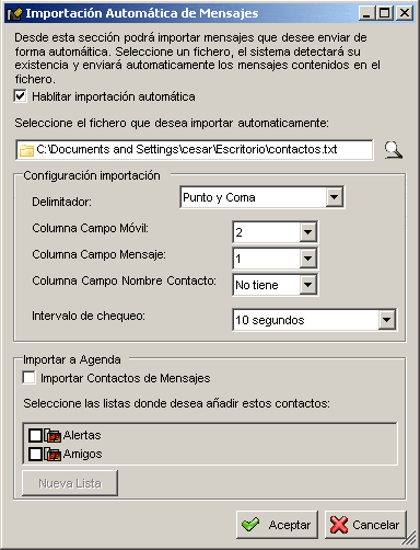 Importacion Automatica de mensajes 