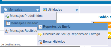 Reporte de envío de SMS