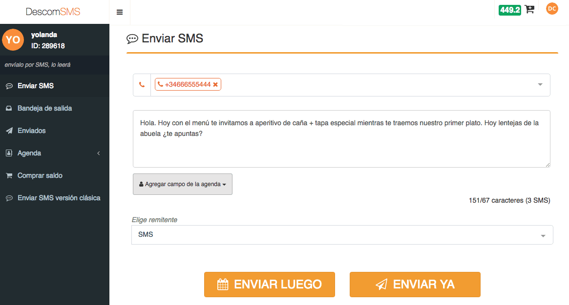 web enviar sms